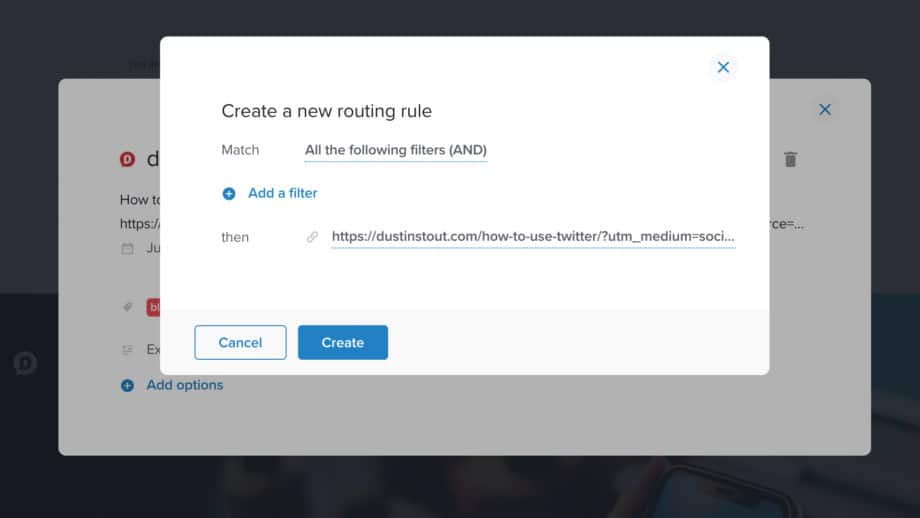 add routing filter in Rebrandly