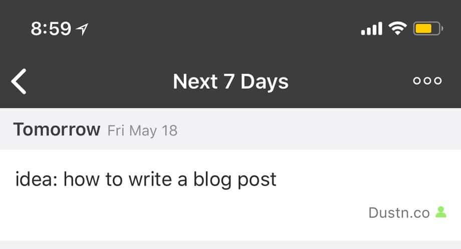 Todoist scheduled task for how to write a blog