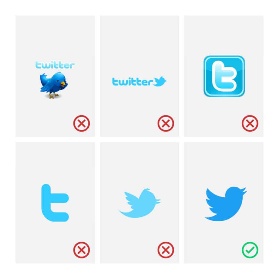 incorrect twitter logos vs official twitter logo