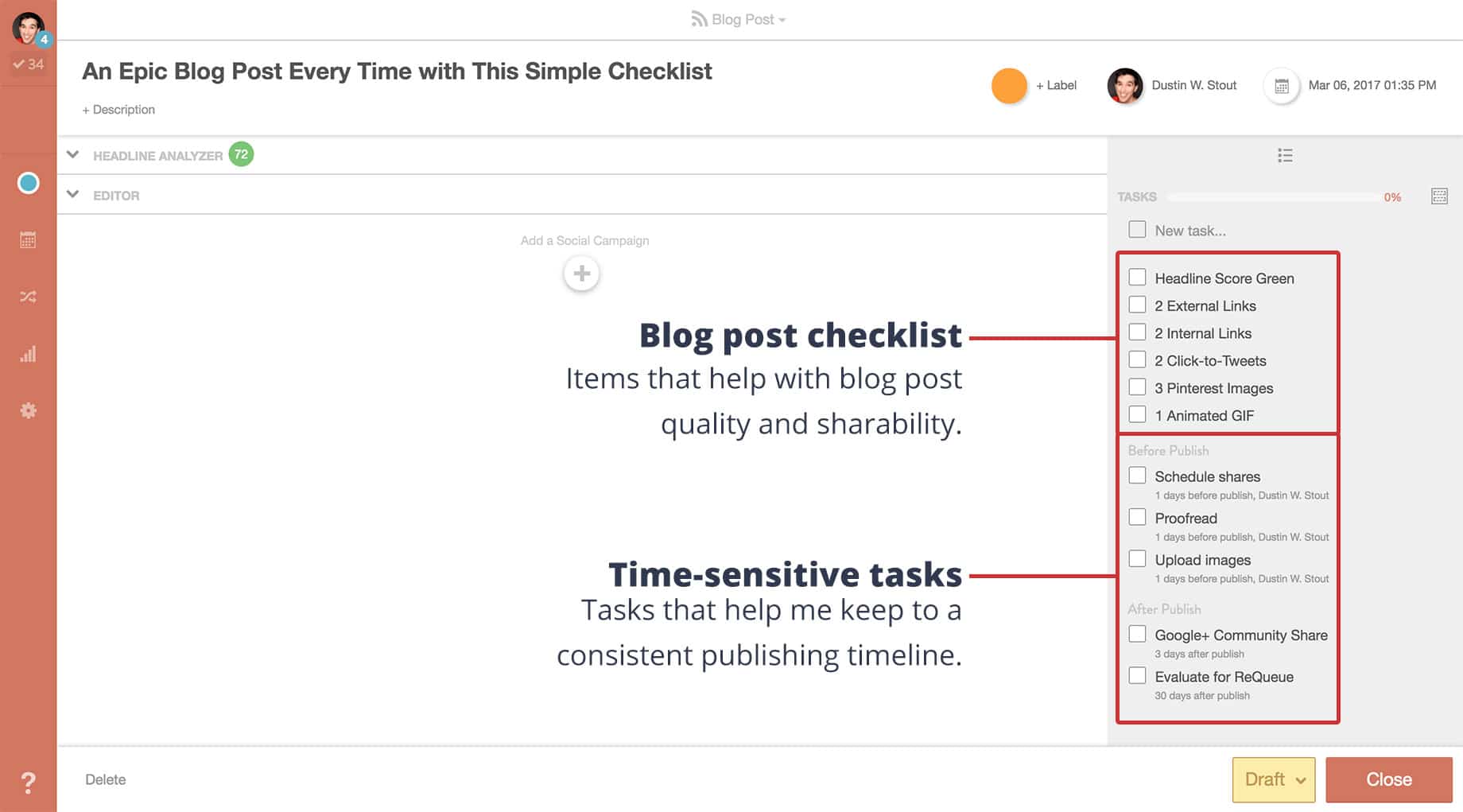 coschedule task templates