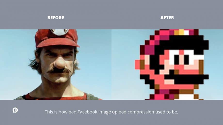mario photo before upload and after upload to facebook