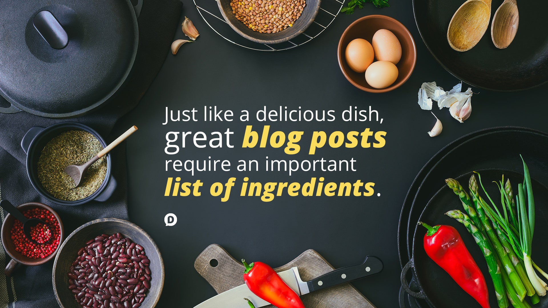 food ingredients laid out with blogging quote
